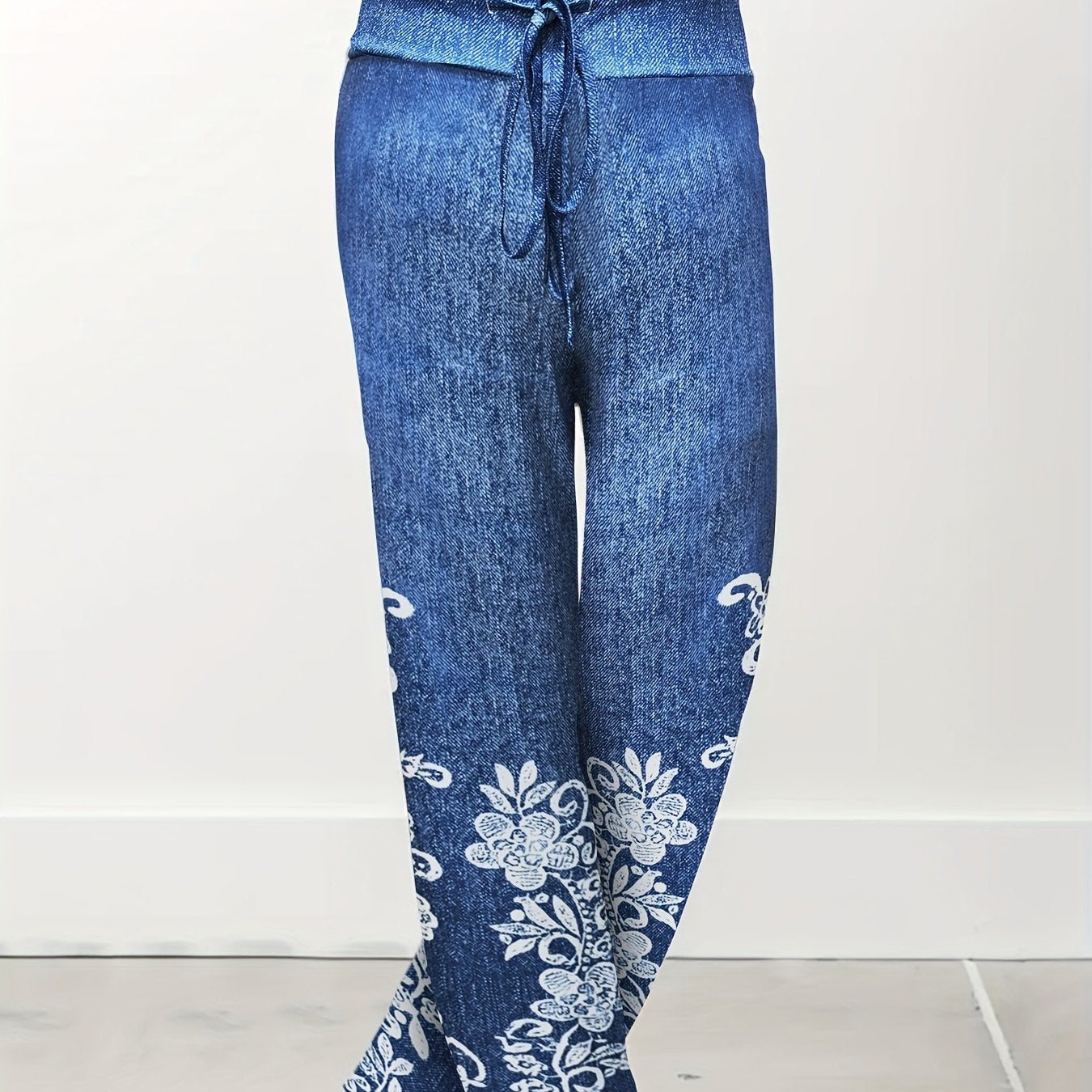  Floral Print Wide Leg Trousers