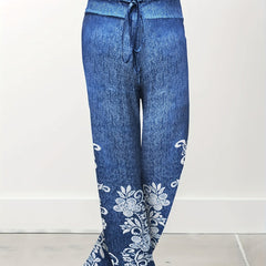  Floral Print Wide Leg Trousers