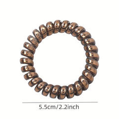 Metalic Spiral Hair Tie Resin Waterproof Ponytail Holder for Women Girls