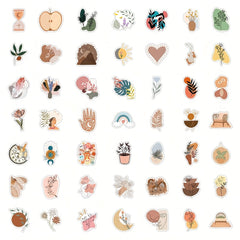 53pcs Boho Style Stickers for Laptops Journals Bottles Home Decor