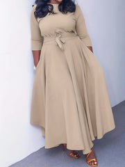  Women's Solid Half Sleeve Round Neck Dress