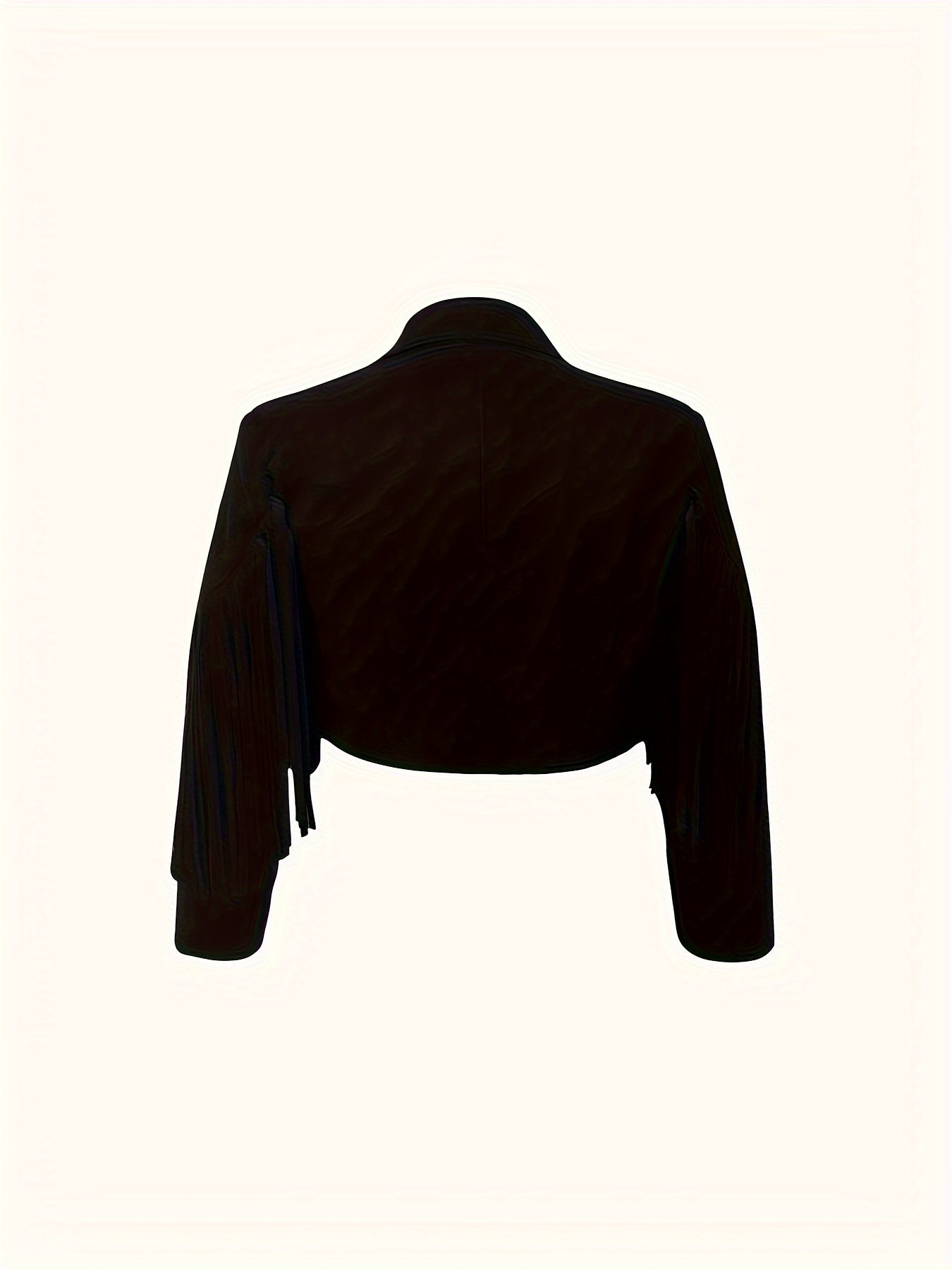  Solid Fringe Trim Crop Blazer