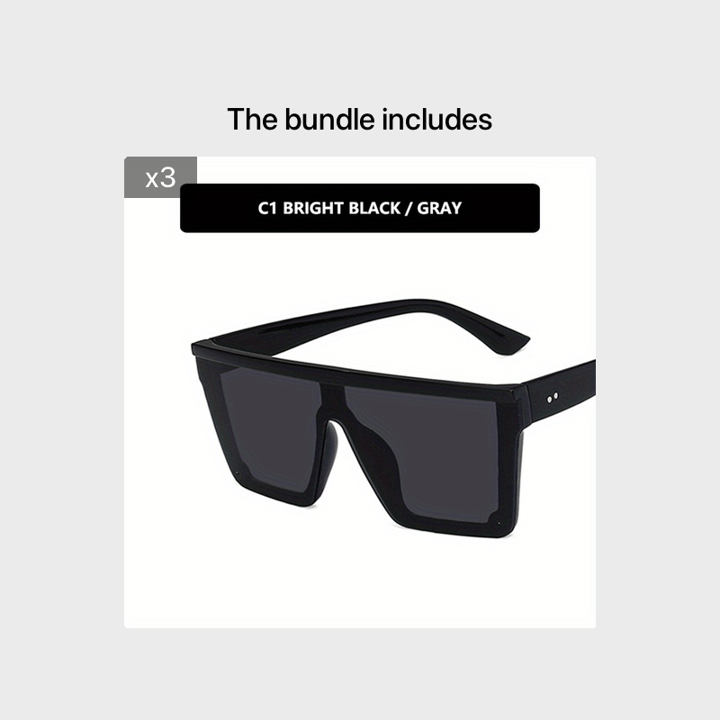 Square Frame Sunglasses UV400 Rivet Decor Minimalist Outdoor Eyewear