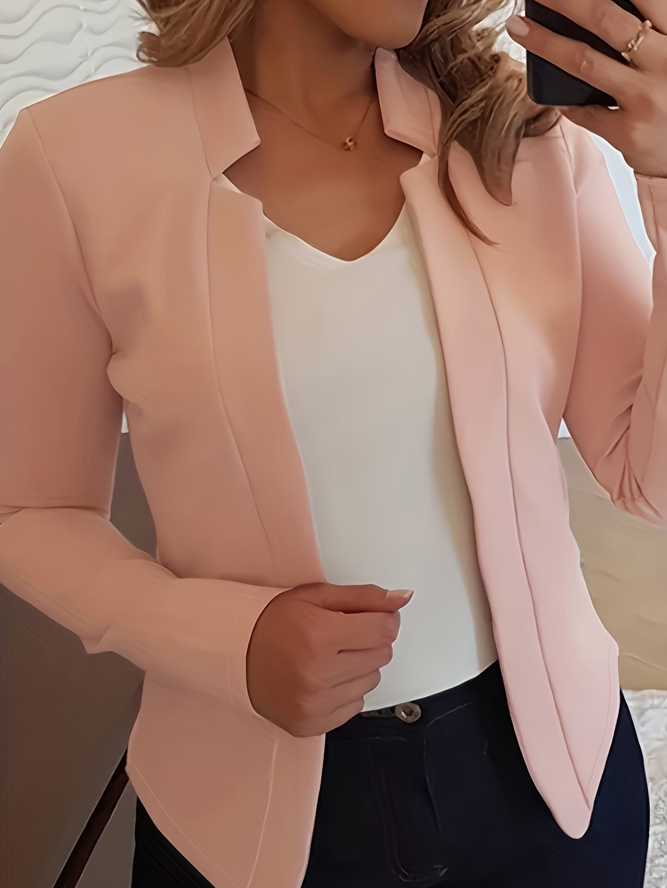  Solid Long Sleeve Workwear Blazer