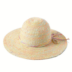 Candy Embroidery Sun Hat Wide Brim Summer Sunscreen Straw Hat Breathable Travel