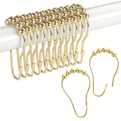 12pcs Roller Ball Shower Curtain Hooks Stainless Steel Rust Proof