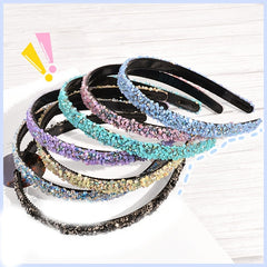 Vintage Thin Hairband Rhinestone Solid Sequin Headband