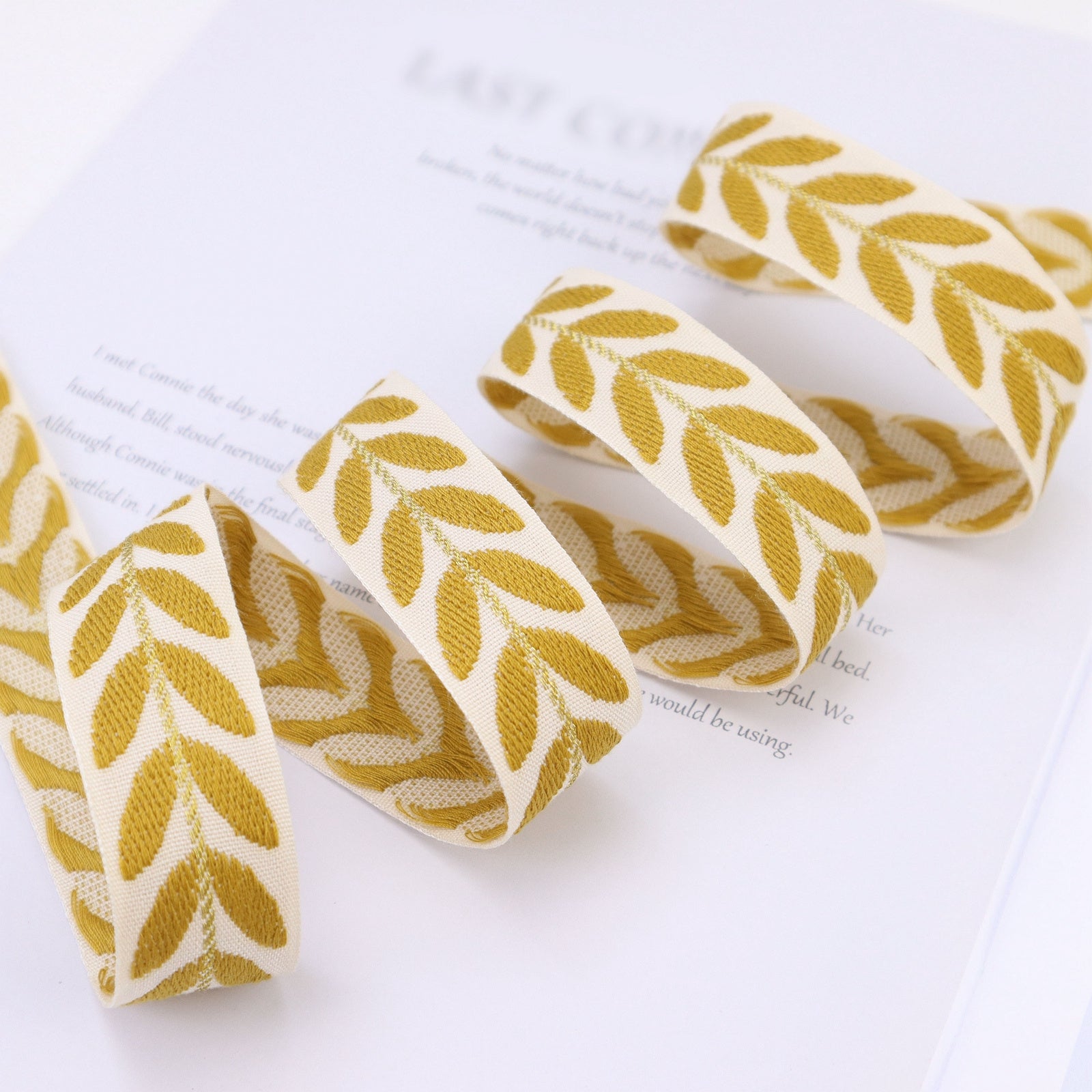 2 Yards Embroidery Ribbon Leaf Trim Sewing DIY Crafts Gift Packaging