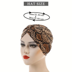 Snakeskin Print Turban Cap Lightweight Head Wrap
