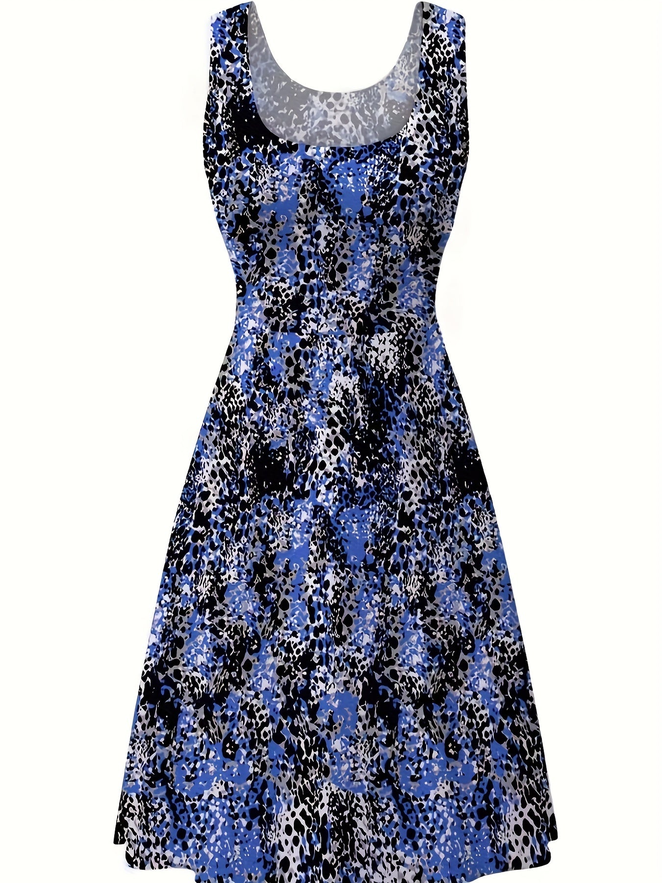  Leopard Print Round Neck Tank Dress