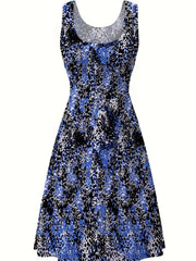  Leopard Print Round Neck Tank Dress