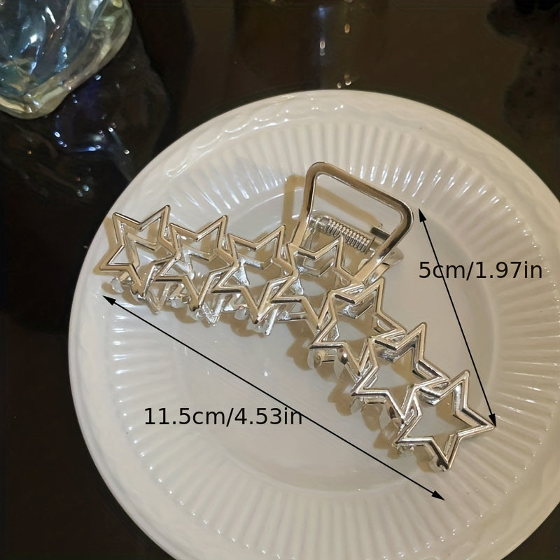 Metal Star Pattern Large Hair Claw Back Head Clip Shark Claw Hair Accessory