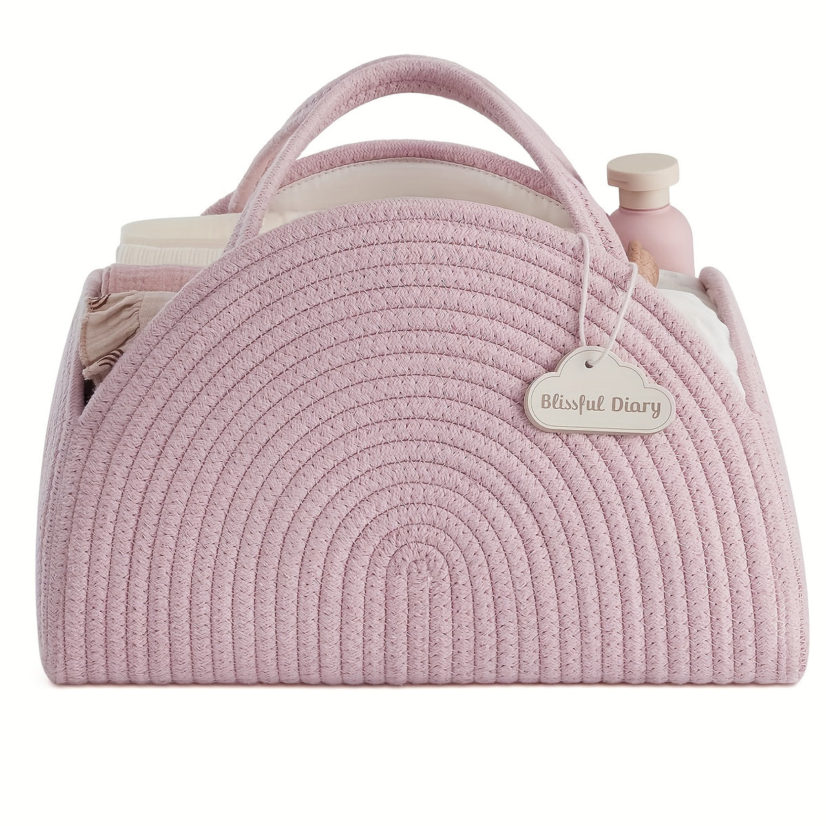 Pink Diaper Caddy Organizer Tote for Moms - Shower Gift w/ Compartments