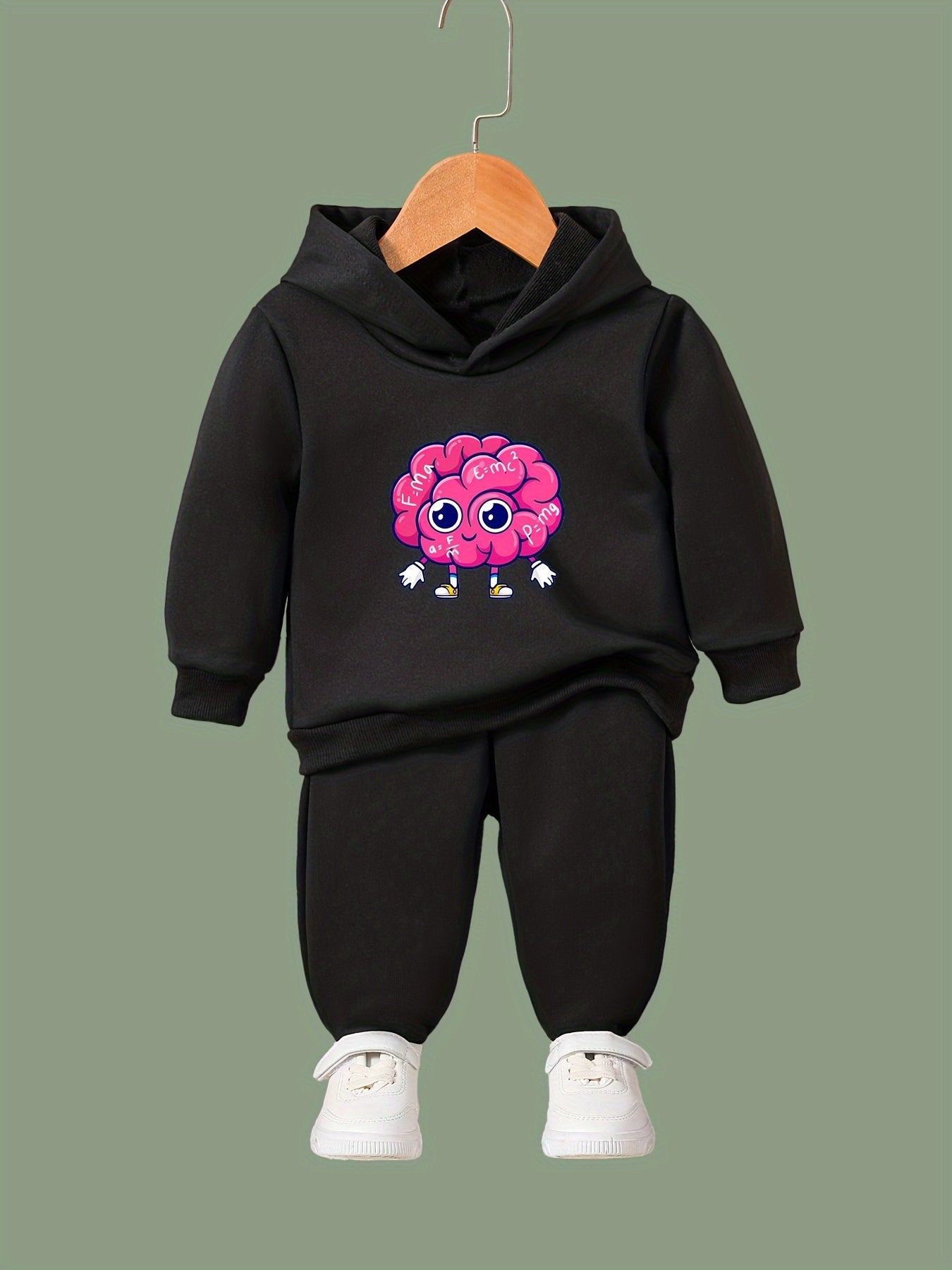 Cartoon Math Brain Pattern 2pcs Breathable Activewear Sets for Girls