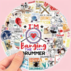 50pcs Rock Music Drum Waterproof Graffiti Stickers for Christmas Gift