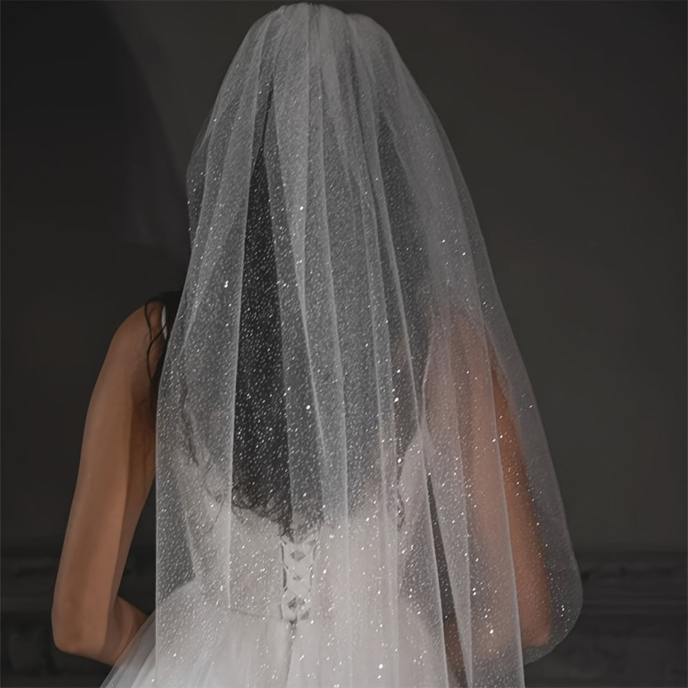 Wedding Veil with Long Trail Sparkling Shine for Ceremony