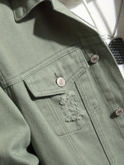 Men's Button Up Denim Coat for Spring Fall