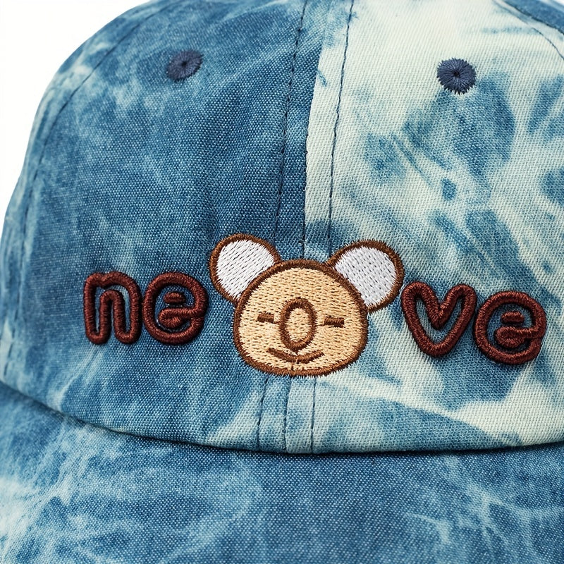 Kids Adjustable Baseball Cap with Cartoon Bear Embroidery