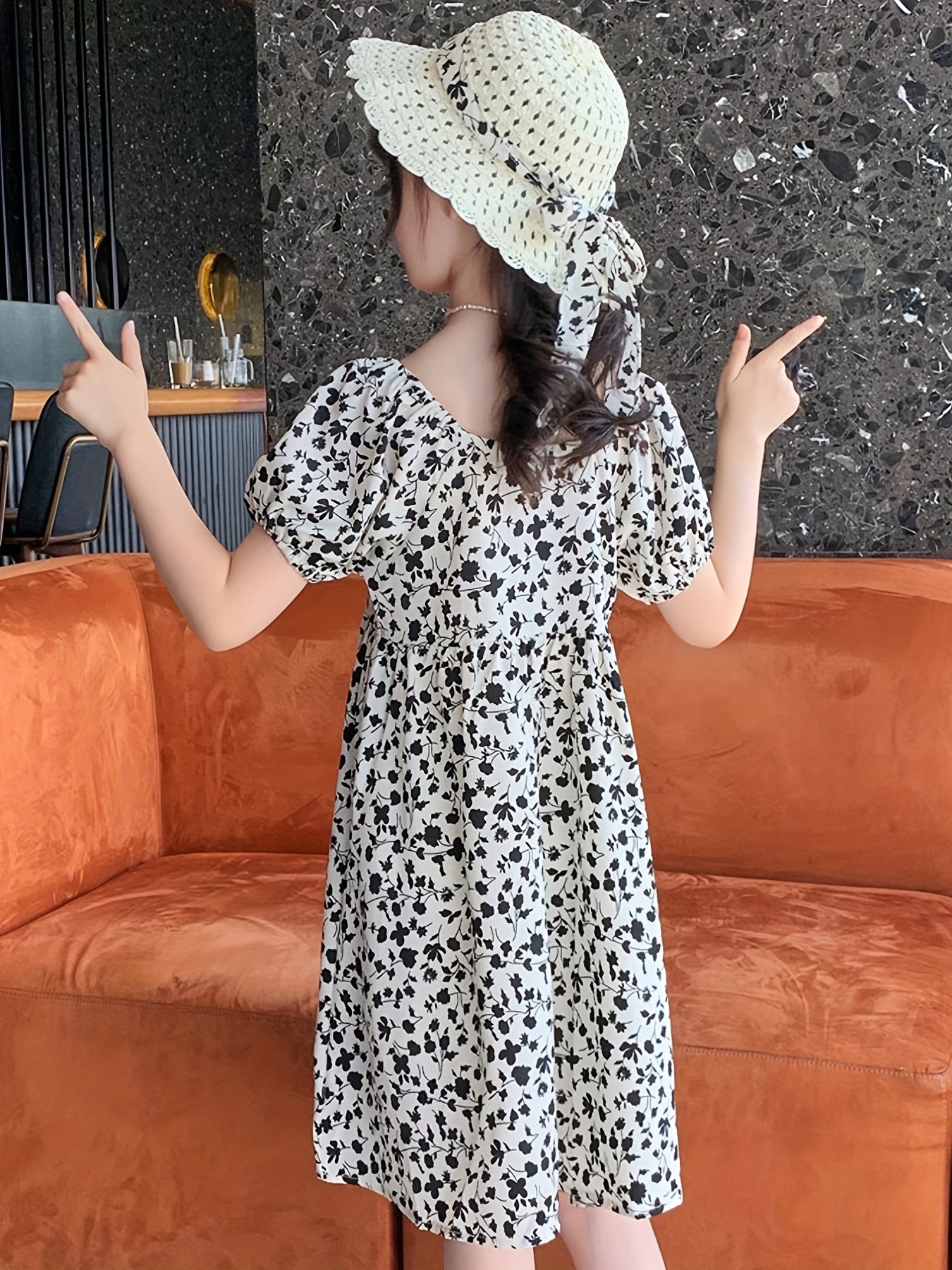 Girl's Casual Summer Floral Dress Ruffle Flared