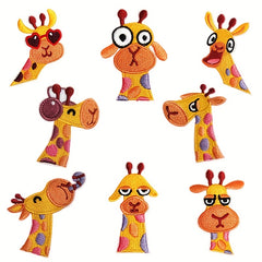 8pcs Giraffe Pattern Iron On Patches Sew On Embroidered Applique