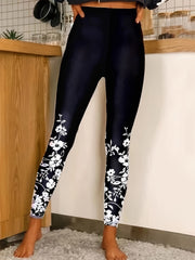  Women's High Rise Floral Print Leggings