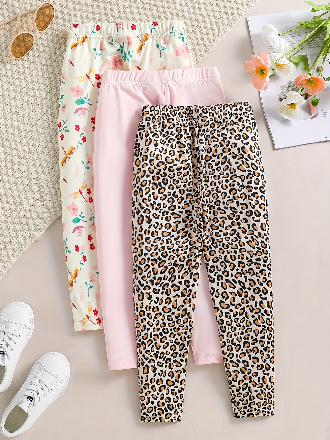 4pcs Girl's Comfort Fit Legging Pants Set