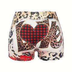  Sexy Shorts Women's Plaid & Leopard Print High Rise Stretch Shorts
