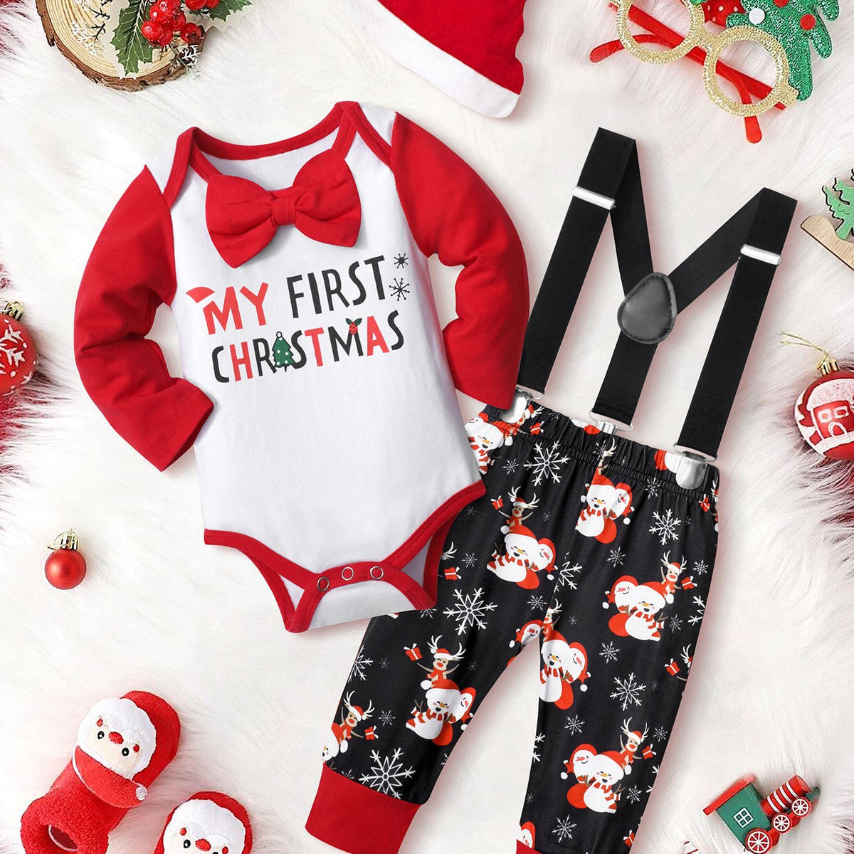 Christmas Baby Boy 3PCS Clothes Set Reindeer Pattern Outfits