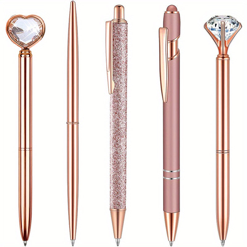 Rose Gold Ballpoint Pens with Quicksand Glitter Diamondoid