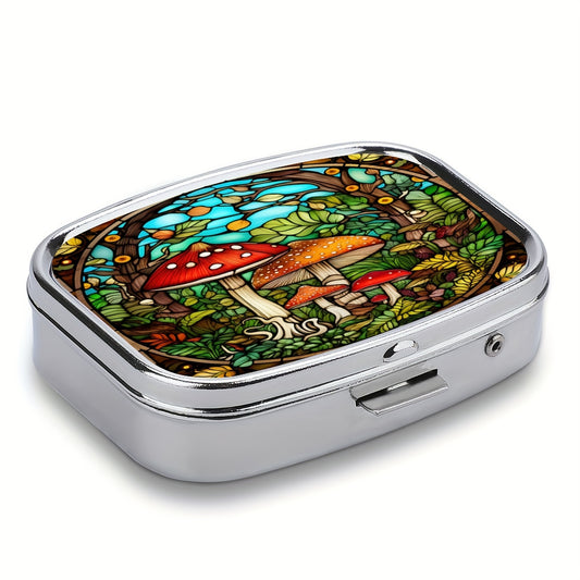 Mushroom Garden Portable Pill Box with 1 Compartment & 2 Dividers
