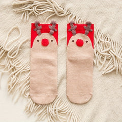 4 Pairs Christmas Print Socks Women's Stockings & Hosiery