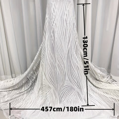 5 Yards Polyester Sequins Embroidery Stripes Lace Fabric for Evening Dress