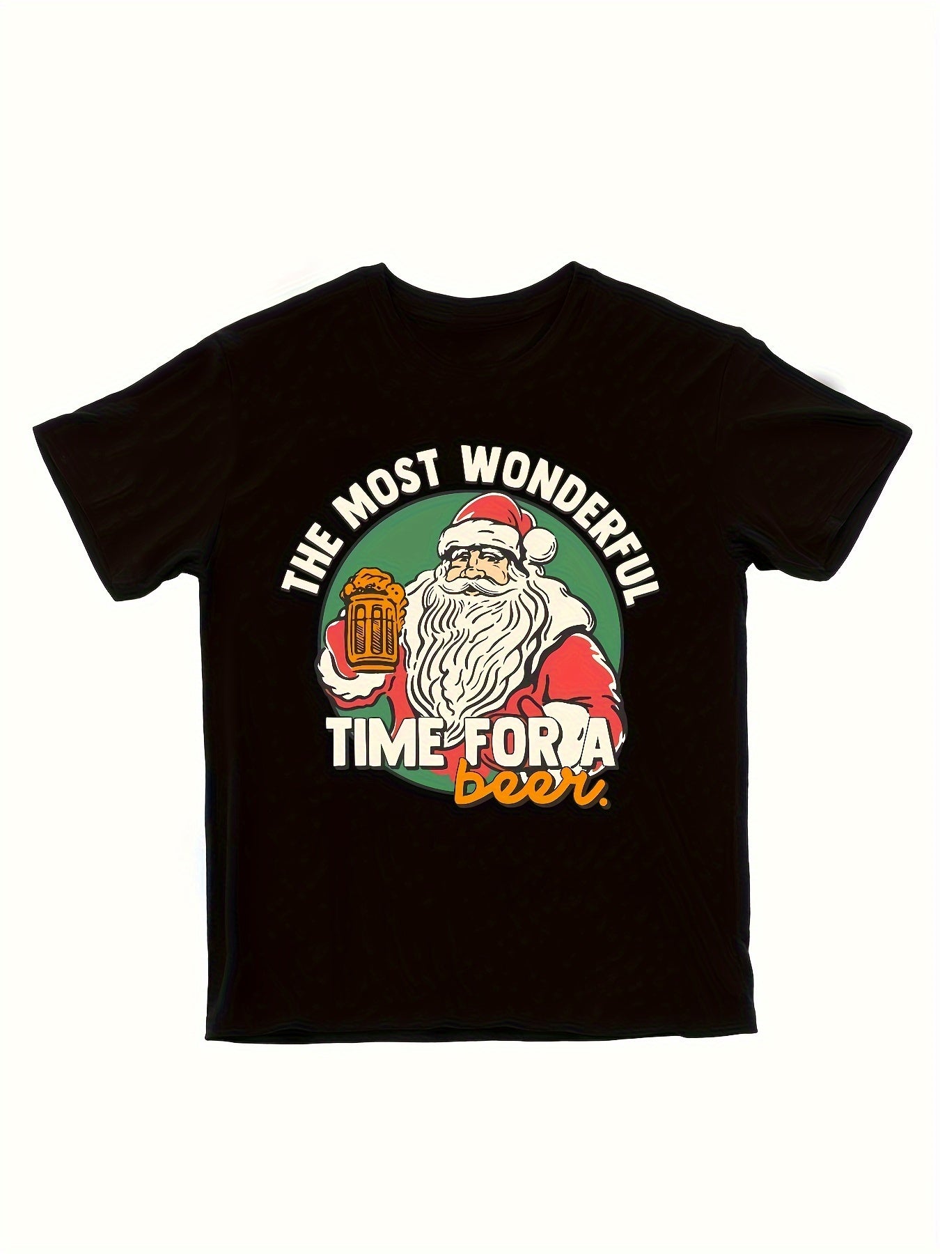 Beer Time Pattern Print Men's Short Sleeve T-shirt