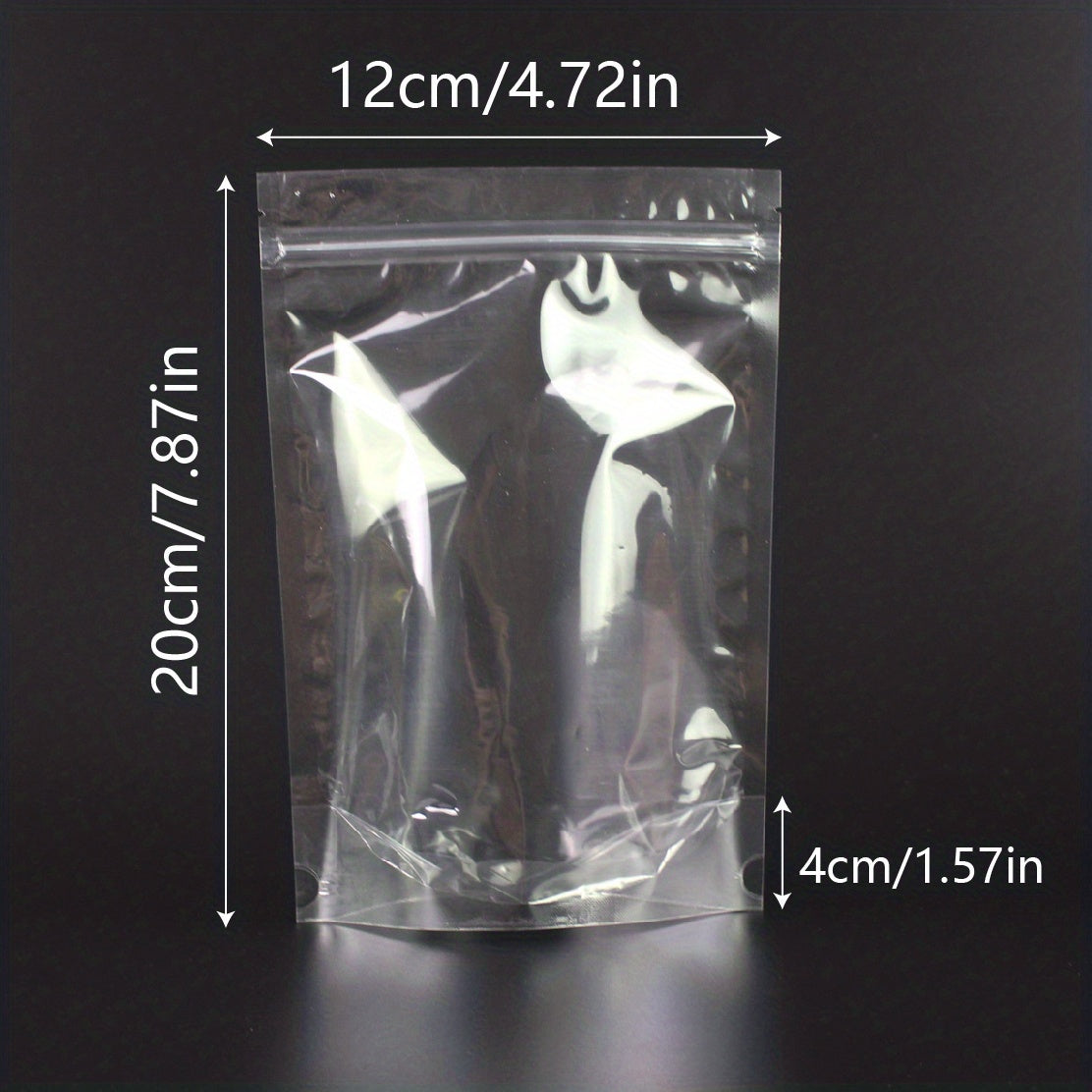 50pcs Clear Stand Up Bags With Zipper for Food Storage Dried Fruit Snack Nut Tea