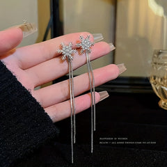 Snowflake Earrings Fringe Temperament Women's Long Earrings