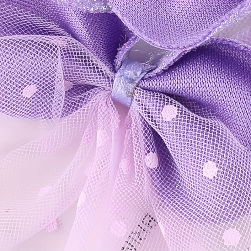 4pcs Mesh Purple Bow Patches Girls Clothing Accessories DIY Hand Sewing