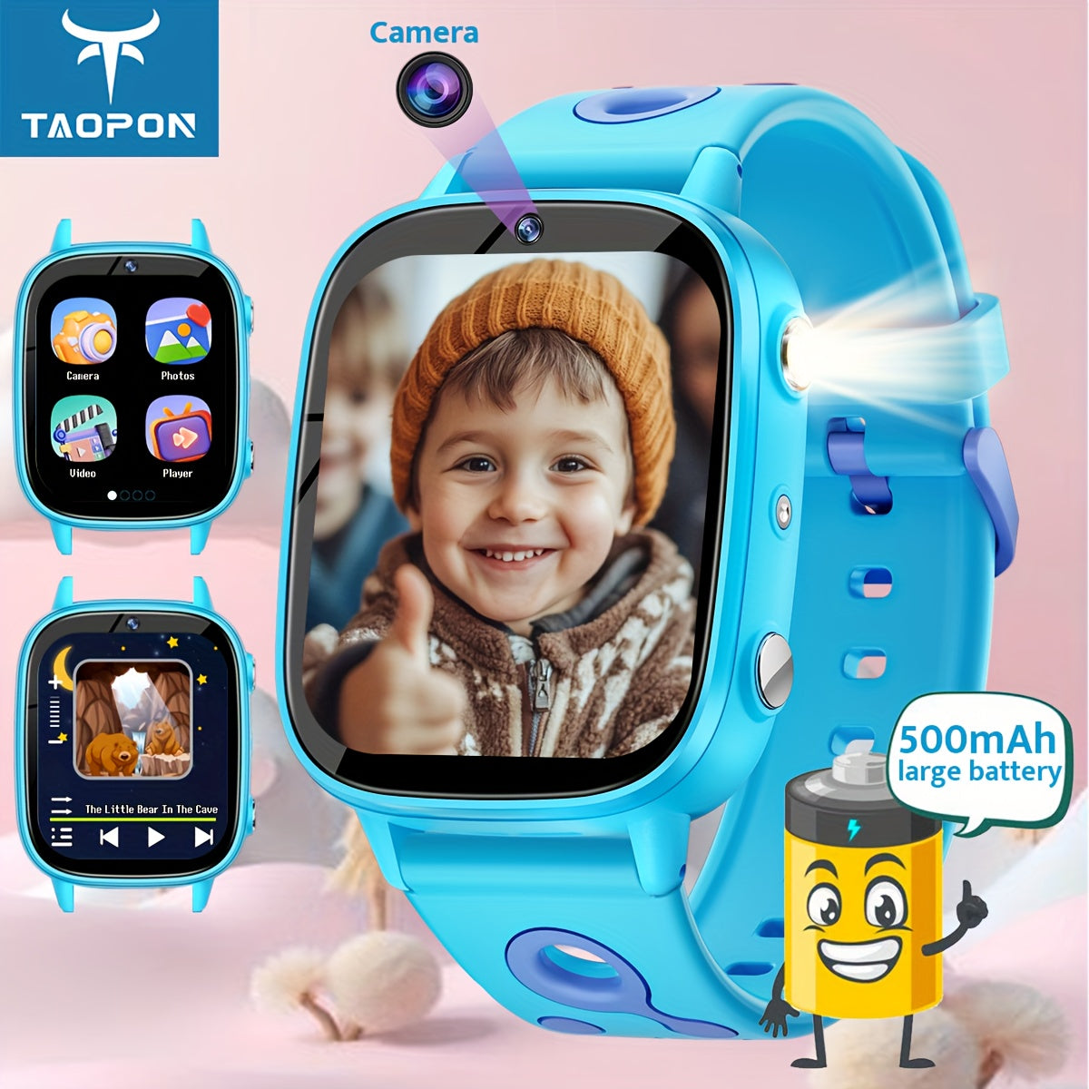 TAOPON 1 8-inch Smart Watch with Camera, Flashlight, MP3 Player, Storytelling