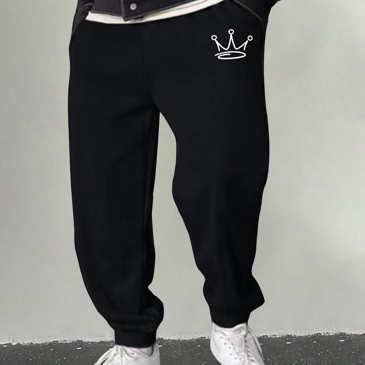 Men's Crown Graphic Sweatpants Drawstring Joggers Outdoor