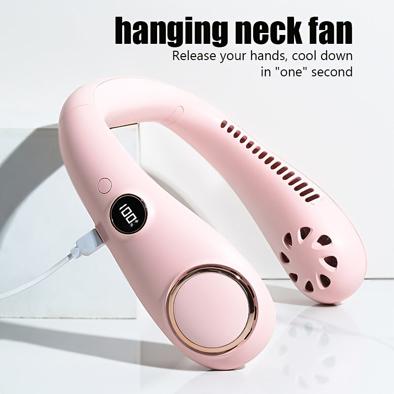 Portable Neck Fan for Outdoor Sports with LED + USB Strap