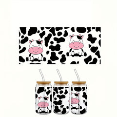 4pcs Cow UV DTF Cup Wrap Decal Stickers Set for Mugs Water Bottles