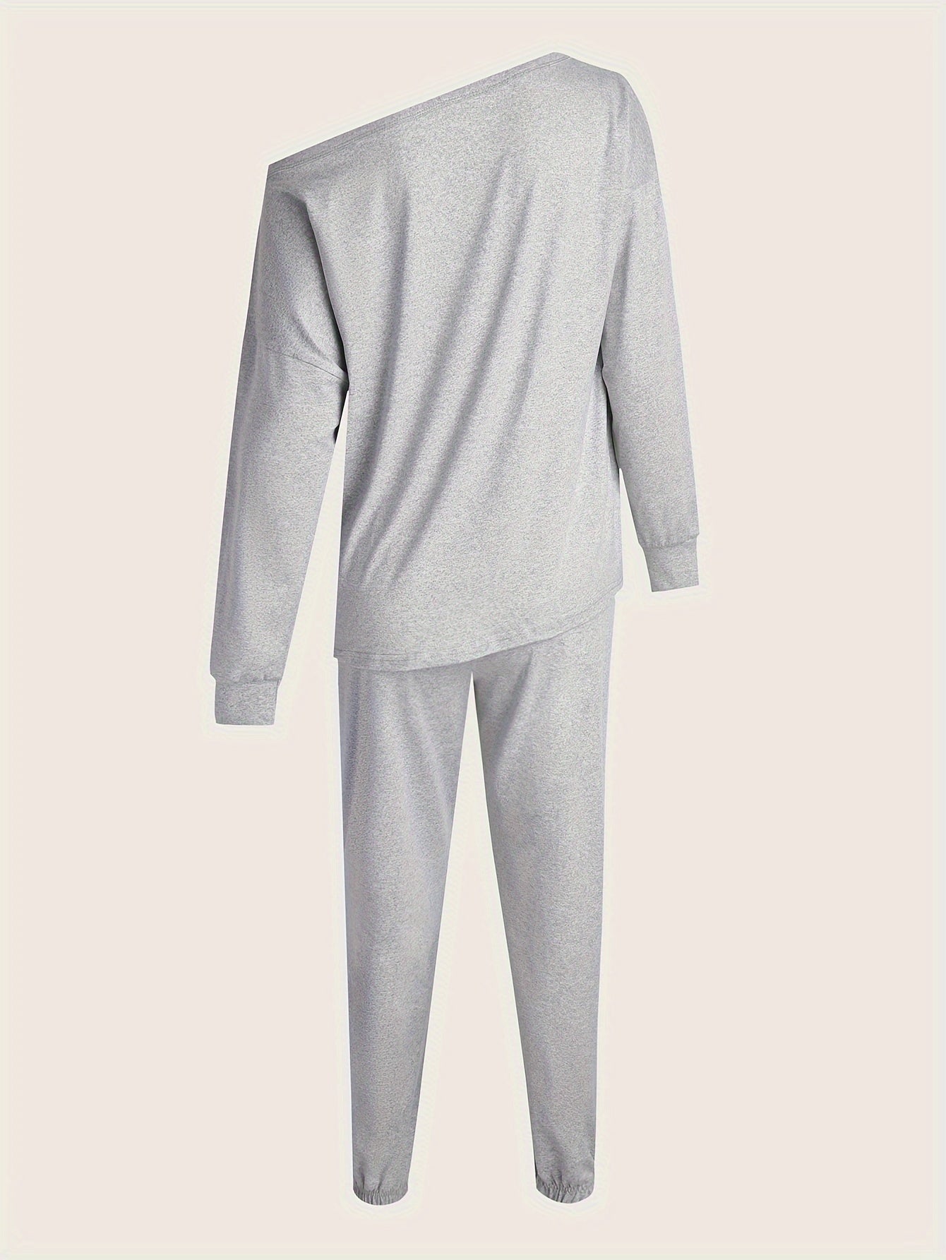  Solid Drop Shoulder Long Sleeve Top & Jogger Pants Outfits