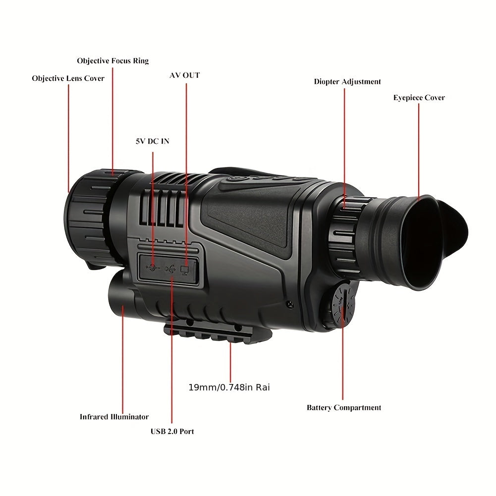 HD 5x40 Night Vision Monocular 3X Digital Zoom Infrared Monocular