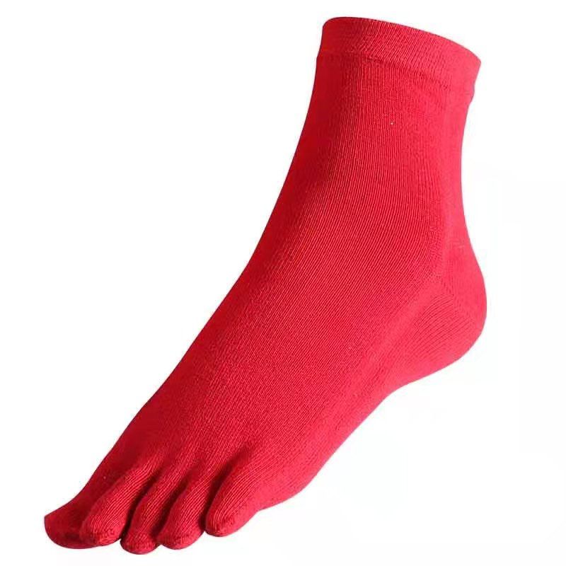 Red Five Toes Split Socks Unisex Low Cut Non Slip Crew Socks