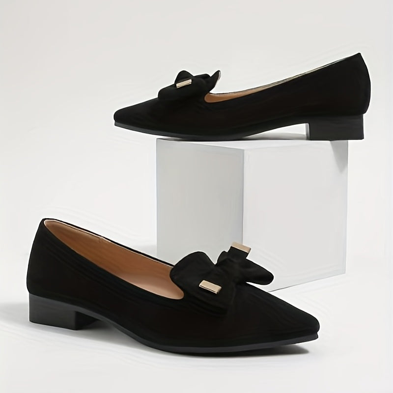 Women's Bowknot Flat Shoes Pointed Toe Slip On Office Work Shoes