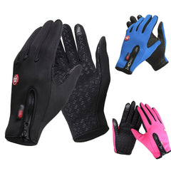 Warm Fleece Cycling Gloves with Touch Screen, Zipper - Outdoor Activities
