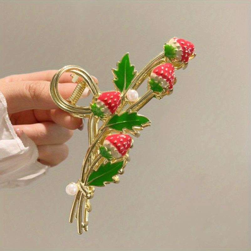 Pink Strawberry Hair Claw Clips Strong Hold Hair Jaw Clips Accessories