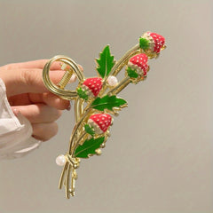 Pink Strawberry Hair Claw Clips Strong Hold Hair Jaw Clips Accessories
