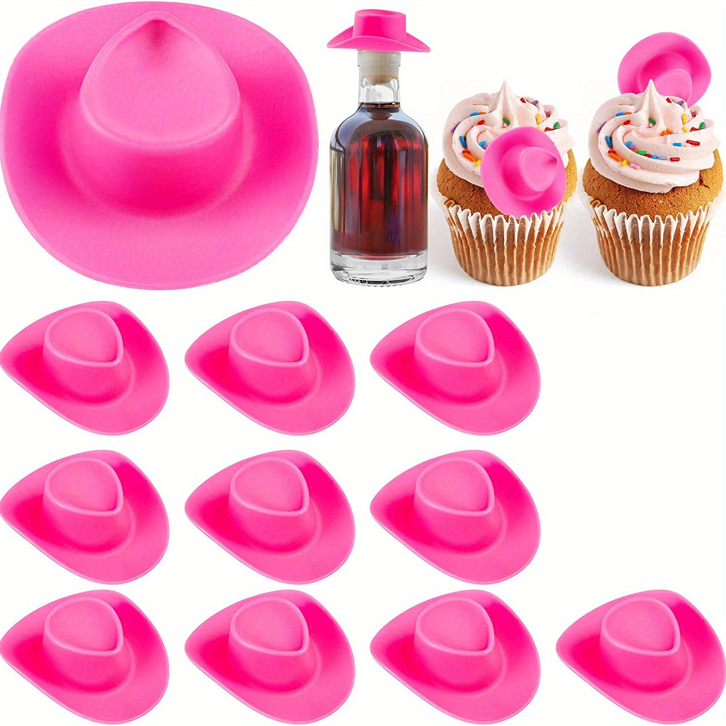 10pcs Mini Western Cowboy Hat Plastic Doll Hats Cowboy Cowgirl Hat