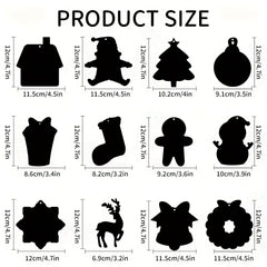 12pcs Rainbow Scratch Christmas Ornaments Magic Scratch Off Cards