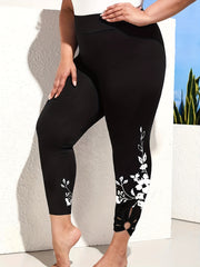  Floral Print Cut Out High Rise Leggings